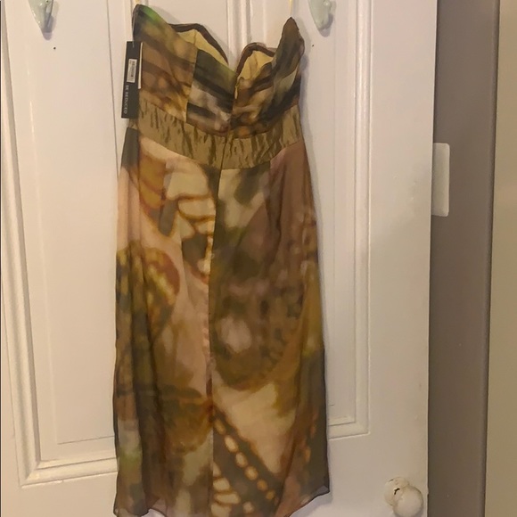 Flirty Silk Floral Print Strapless Dress - Picture 2 of 2